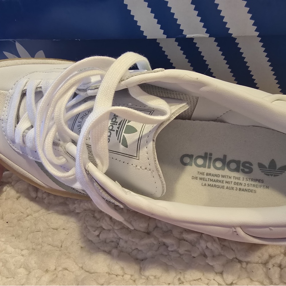 adidas Samba White and Green Athletic Shoes - Picture 2 of 6